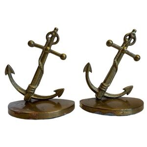 VTG Pair of Vintage Brass Anchor Bookends Ship Anchor Nautical Decor Beach House